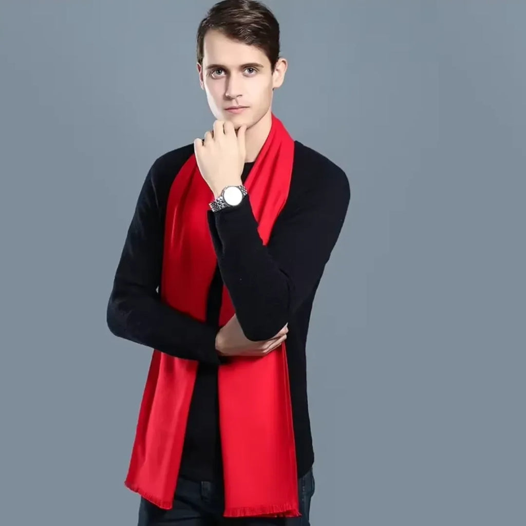 Men's Long Red Scarf